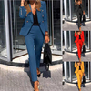 Jacket Formal Suit Trousers Fake Flap Pockets 2PC Lapel Buttons Detail Blazer Pencil Pants Set image 1