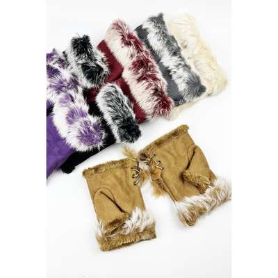 Soft Winter Furry Half Finger Wrist Warmer Gloves