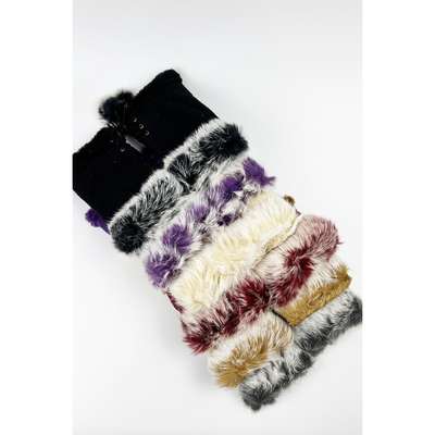 Soft Winter Furry Half Finger Wrist Warmer Gloves
