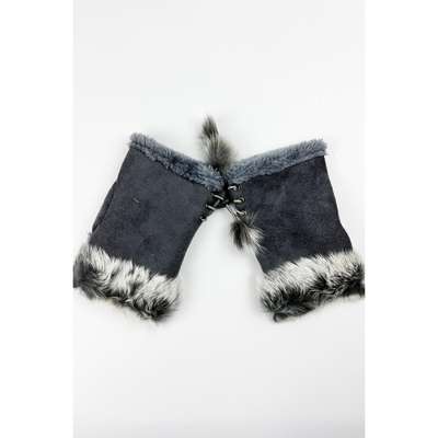 Soft Winter Furry Half Finger Wrist Warmer Gloves