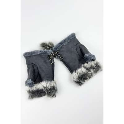 Soft Winter Furry Half Finger Wrist Warmer Gloves