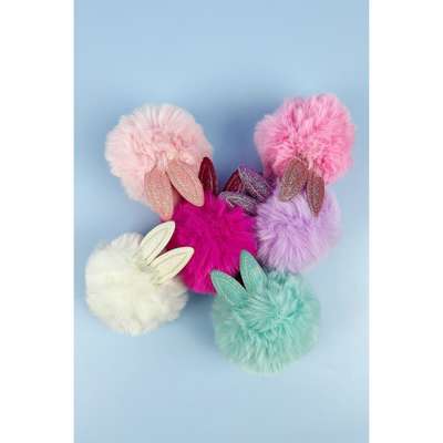 Variety Color Crown Pompom Keychain Fuchsia Mint Lavander