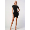 Petite Fit Bodycon Mini Dress Scoop Neck Black Dress image 3