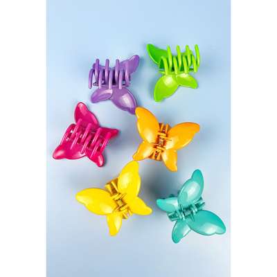 Glossy Butterfly Non Slip Stylish Hair Claw Pack Of 12