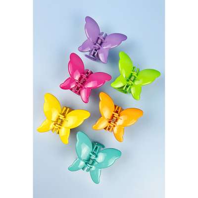 Glossy Butterfly Non Slip Stylish Hair Claw Pack Of 12