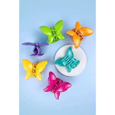 Glossy Butterfly Non Slip Stylish Hair Claw Pack Of 12