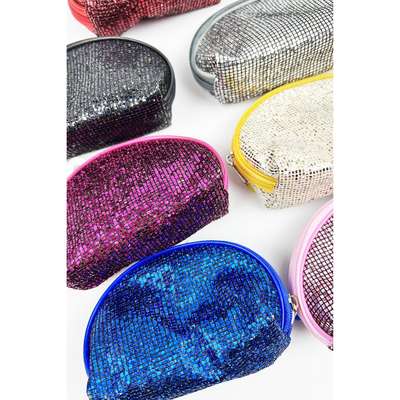 Half Round Sequins Coin Purse Keychain