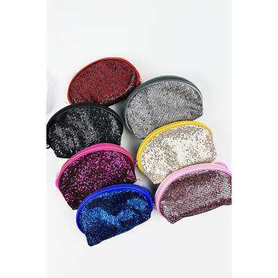 Half Round Sequins Coin Purse Keychain