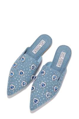 Sierra Bedazzled Pointed Toe Mule Flats