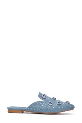 Sierra Bedazzled Pointed Toe Mule Flats