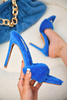 Bmove Faux Fur Open Toe Stiletto Heels image 1