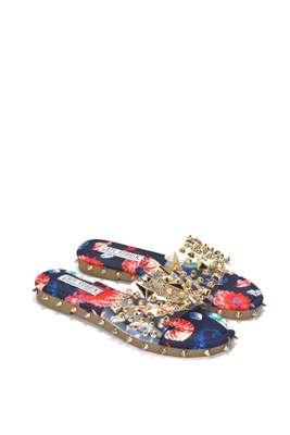 Tonie Spike and Stud Adorned Flat Sandals