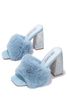 Softy Rhinestone Fur Square Toe Block Heels image 3