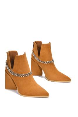 Devica Pointy Toe Block Heel Ankle Booties