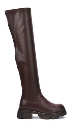 Campi Knee High Chunky Lug Round Toe Boots