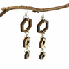 Hexagon Two-Tone Hardwood and Silver Dangle Earrings image 2