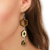 Hexagon Two-Tone Hardwood and Silver Dangle Earrings image 5