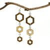 Hexagon Two-Tone Hardwood and Silver Dangle Earrings image 3