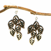 Leaves Two-Tone Hardwood and Silver Dangle Earrings image 2