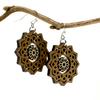 Mandala and Flower Two-Tone Hardwood and Silver Dangle Earrings image 2