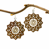 Mandala and Flower Two-Tone Hardwood and Silver Dangle Earrings image 3