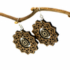 Mandala and Flower Two-Tone Hardwood and Silver Dangle Earrings image 4