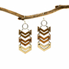 Chevron Three-Tone Hardwood and Silver Dangle Earrings image 3