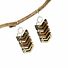 Chevron Three-Tone Hardwood and Silver Dangle Earrings image 2