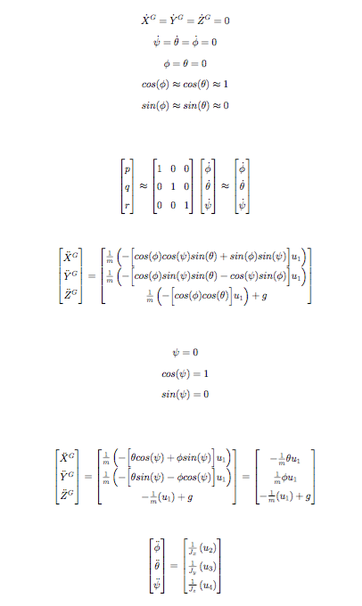 Quadrotor Linear Model Equations of Motion