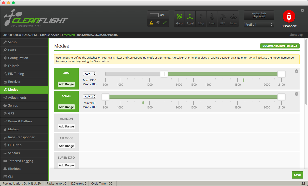 Cleanflight Configurator Modes Tab Cleanflight Configurator Modes Tab