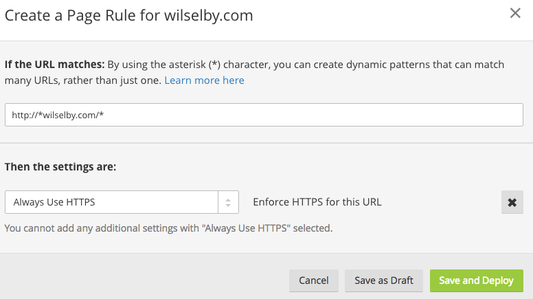 CloudFlare Force SSL Page Rule