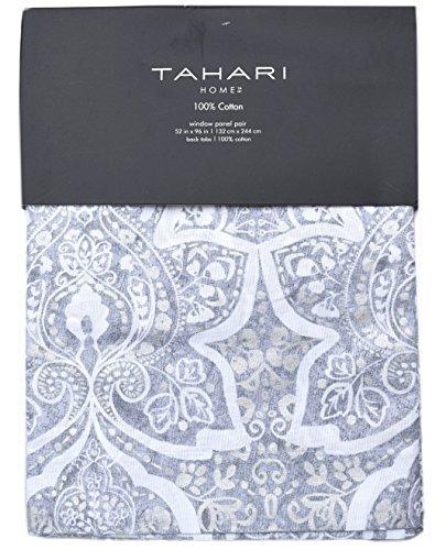 Tahari Silver Drops Floral Medallion Pair Of Curtains 2 Window