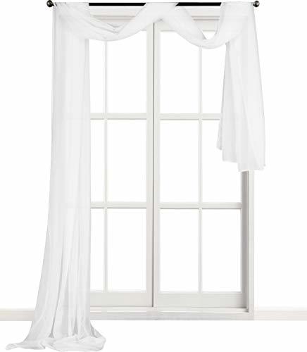 Solid White Luxurious Voile Sheer Scarf Valance Soft Sheer