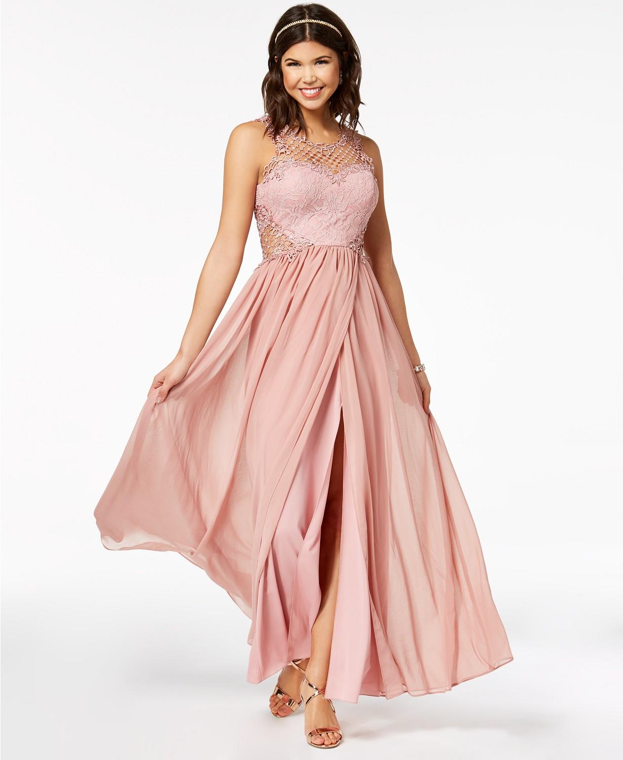 City Studios Juniors' Embellished Illusion Tulip Gown, Size 13, Pink eBay