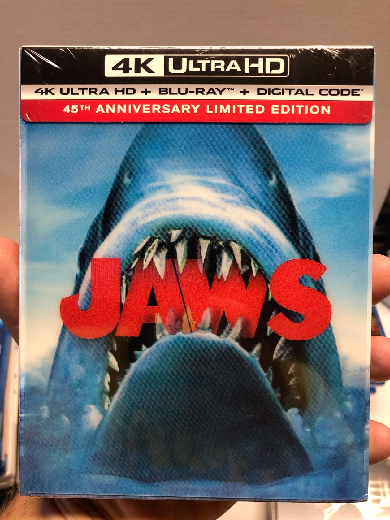 JAWS 45TH ANNIVERSARY LIMITED EDITION 4K ULTRA HD BLU RAY + LENTICULAR
