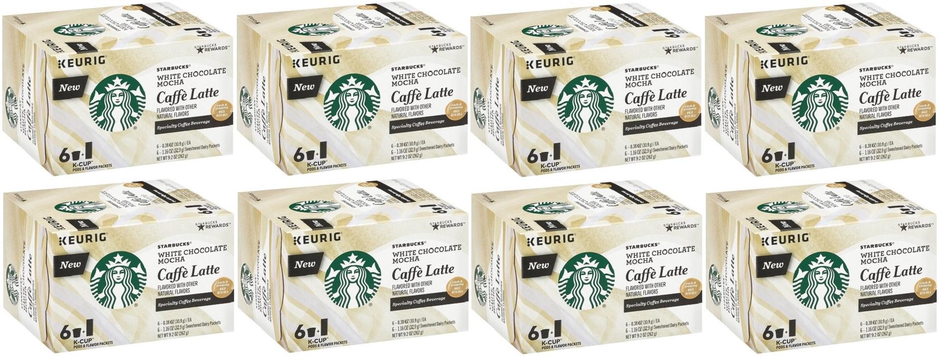 8 PACK - 48 K CUPS Starbucks White Chocolate Mocha Caffè Latte BBD 12/