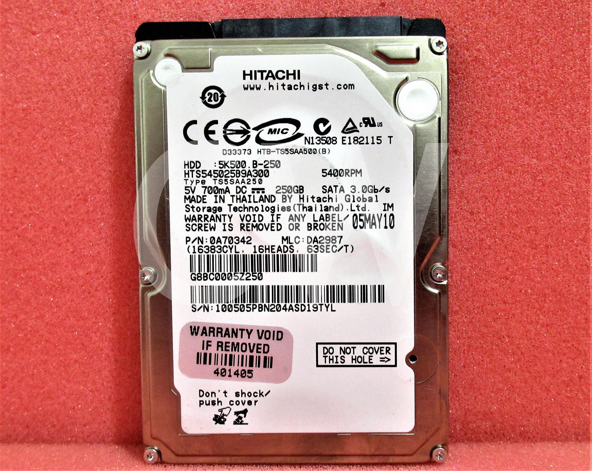 Hitachi HTS545025B9A300 250GB 5.4K RPM 3Gb/s 2.5