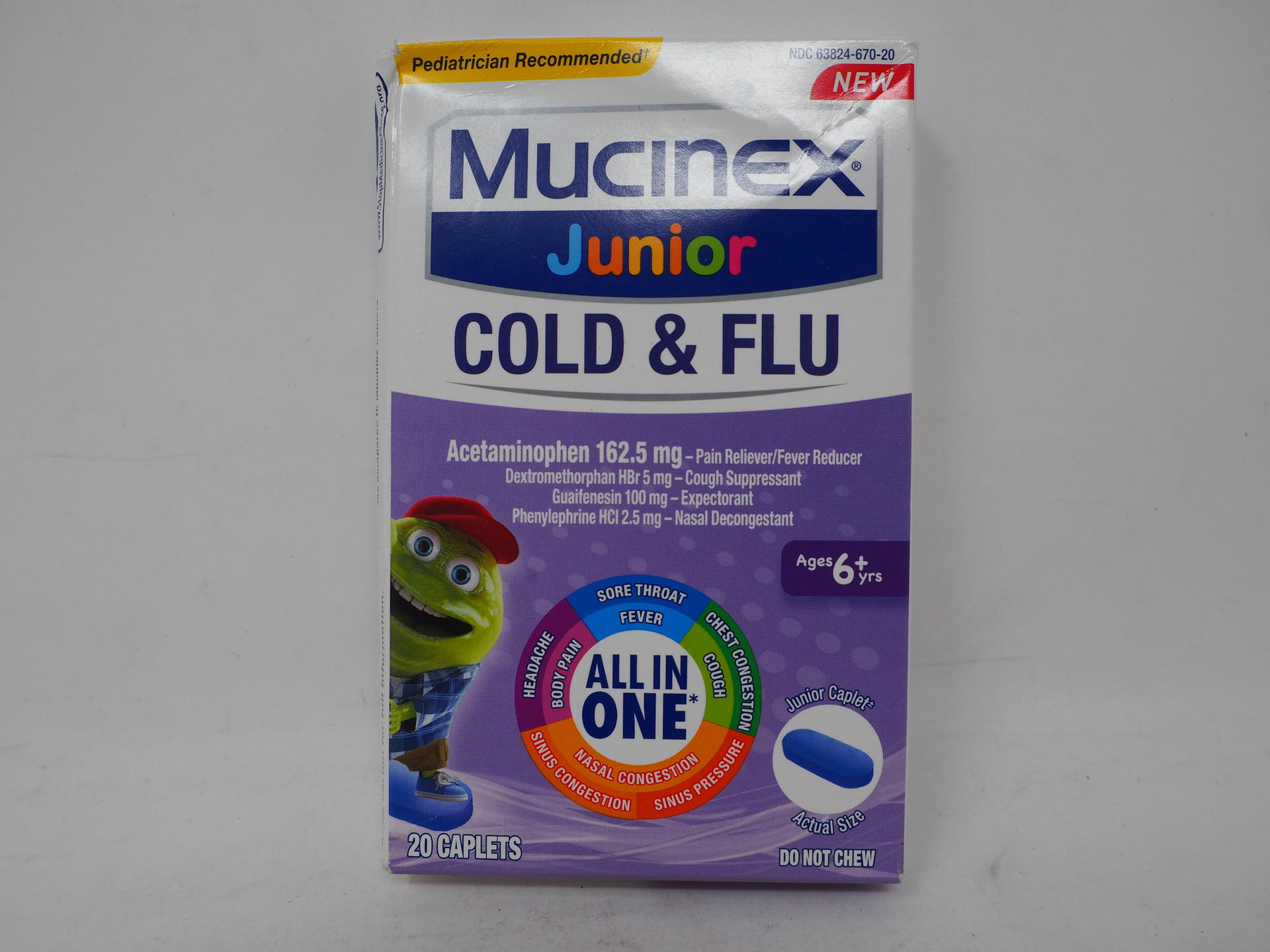 Cold and Flu, Mucinex Junior Cold and Flu Caplets, 20ct, Ages 6+ years