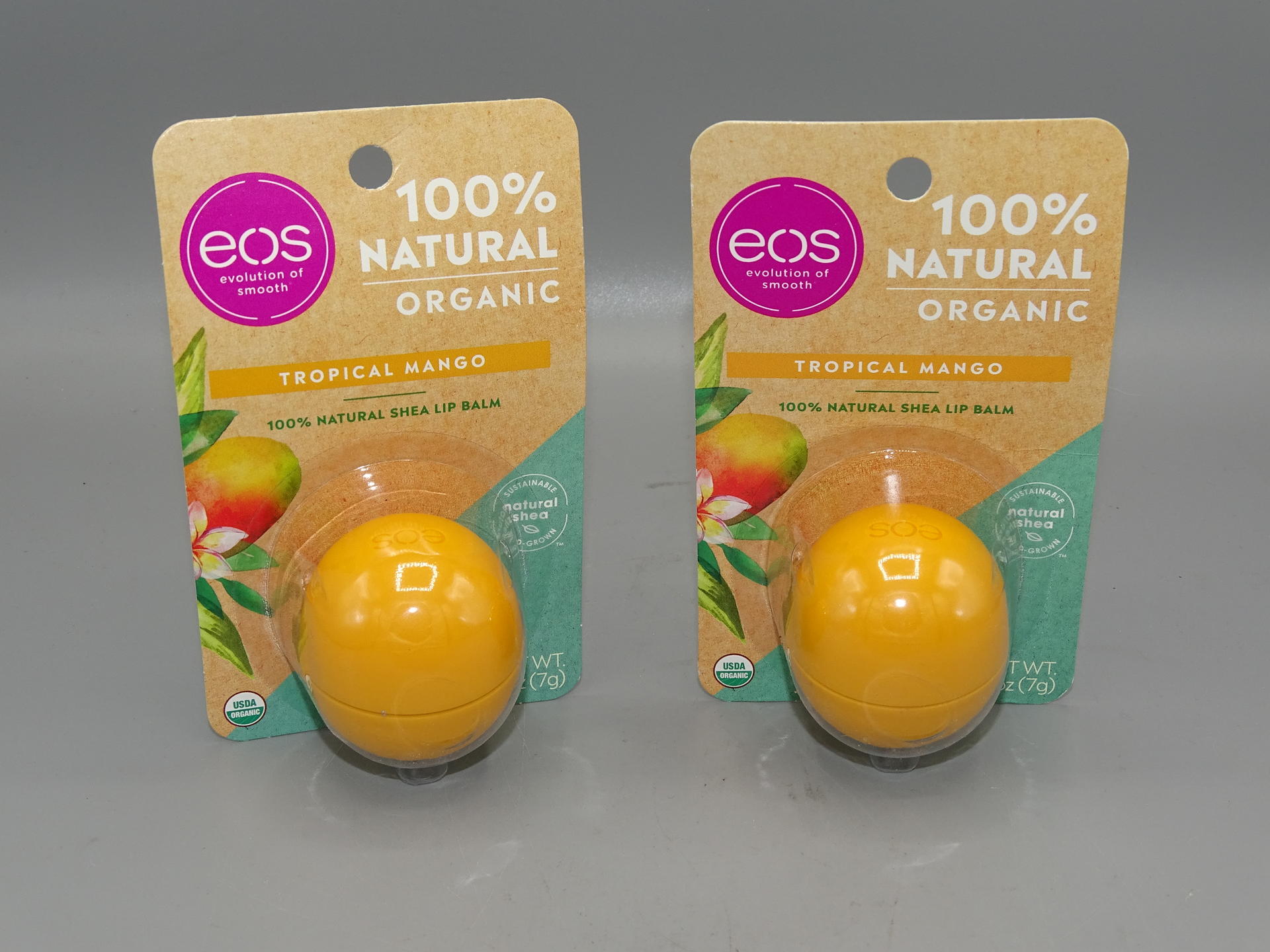 2 Pack eos USDA Organic Lip Balm Tropical Mango 0.25 oz 832992016710
