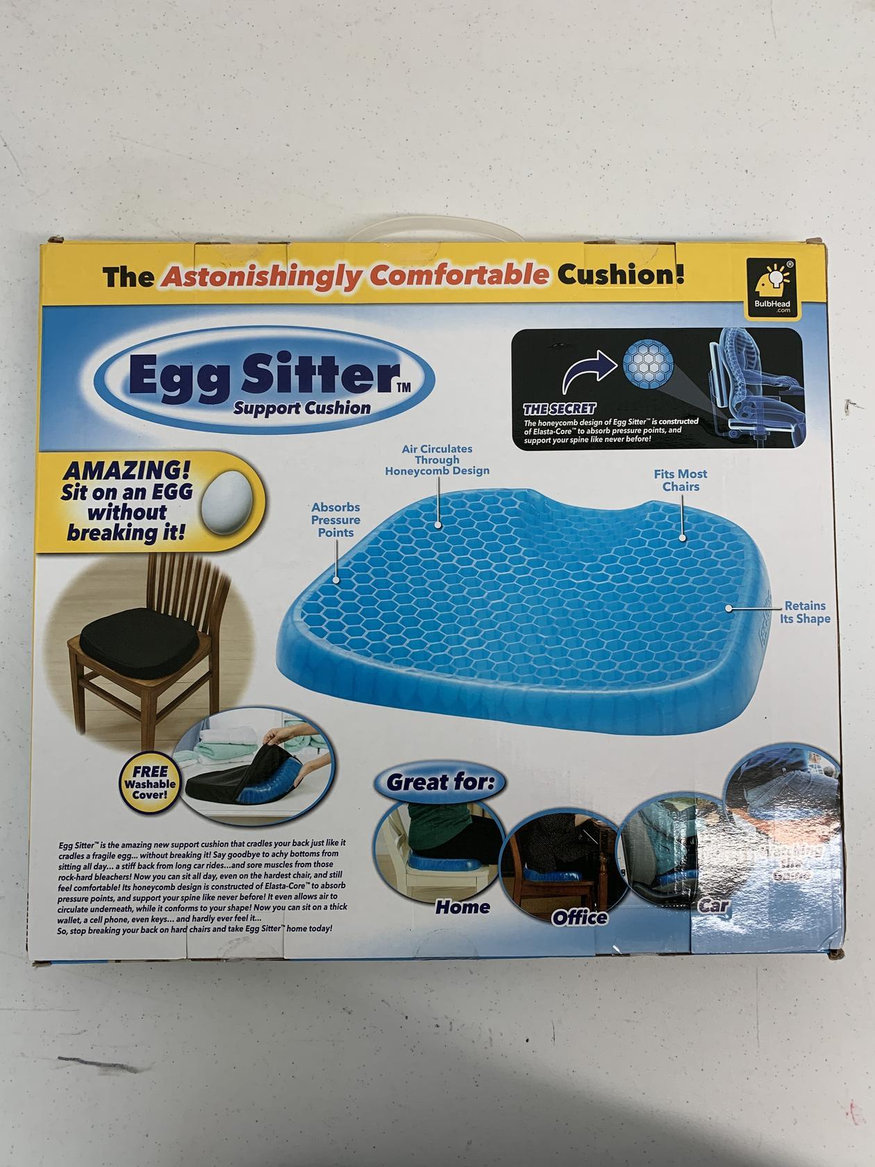 BulbHead Egg Sitter Seat Cushion with NonSlip Cover, Breathable