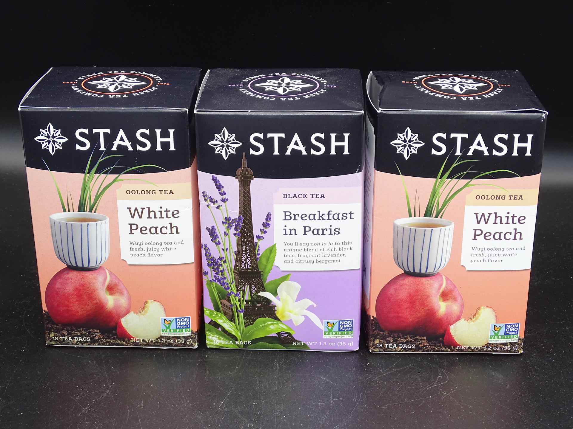 3PK! Stash Tea Oolong White Peach Tea (X2) & Breakfast in Paris (X1) 54 Tea Bags 77652083514 eBay