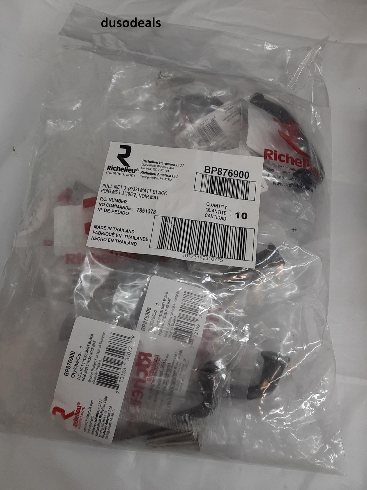 Richelieu Hardware Ltd BP876900, Pull Met .3" Matt- Black -10 pack 773199310778 | eBay
