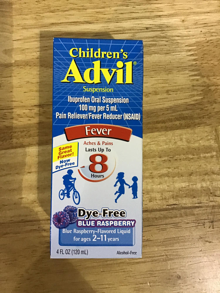 Childrens Advil Oral Suspension Liquid Blue Raspberry Dye Free 4 Fl Oz