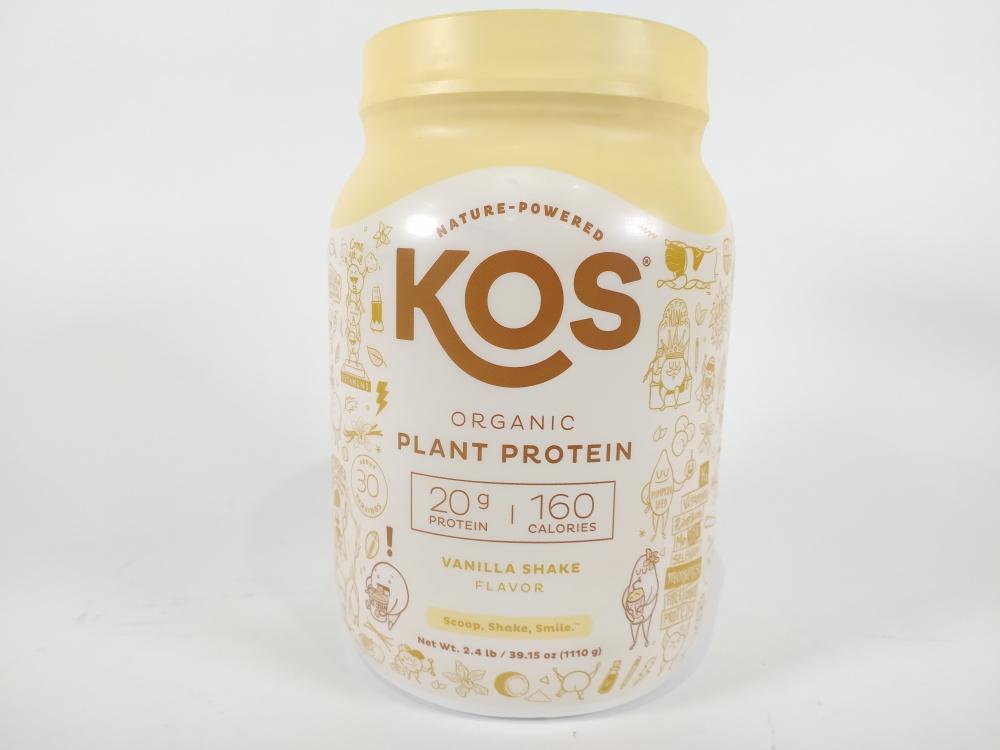 KOS Organic Plant Based Protein Powder, Vanilla, 2.4 Pounds, 30