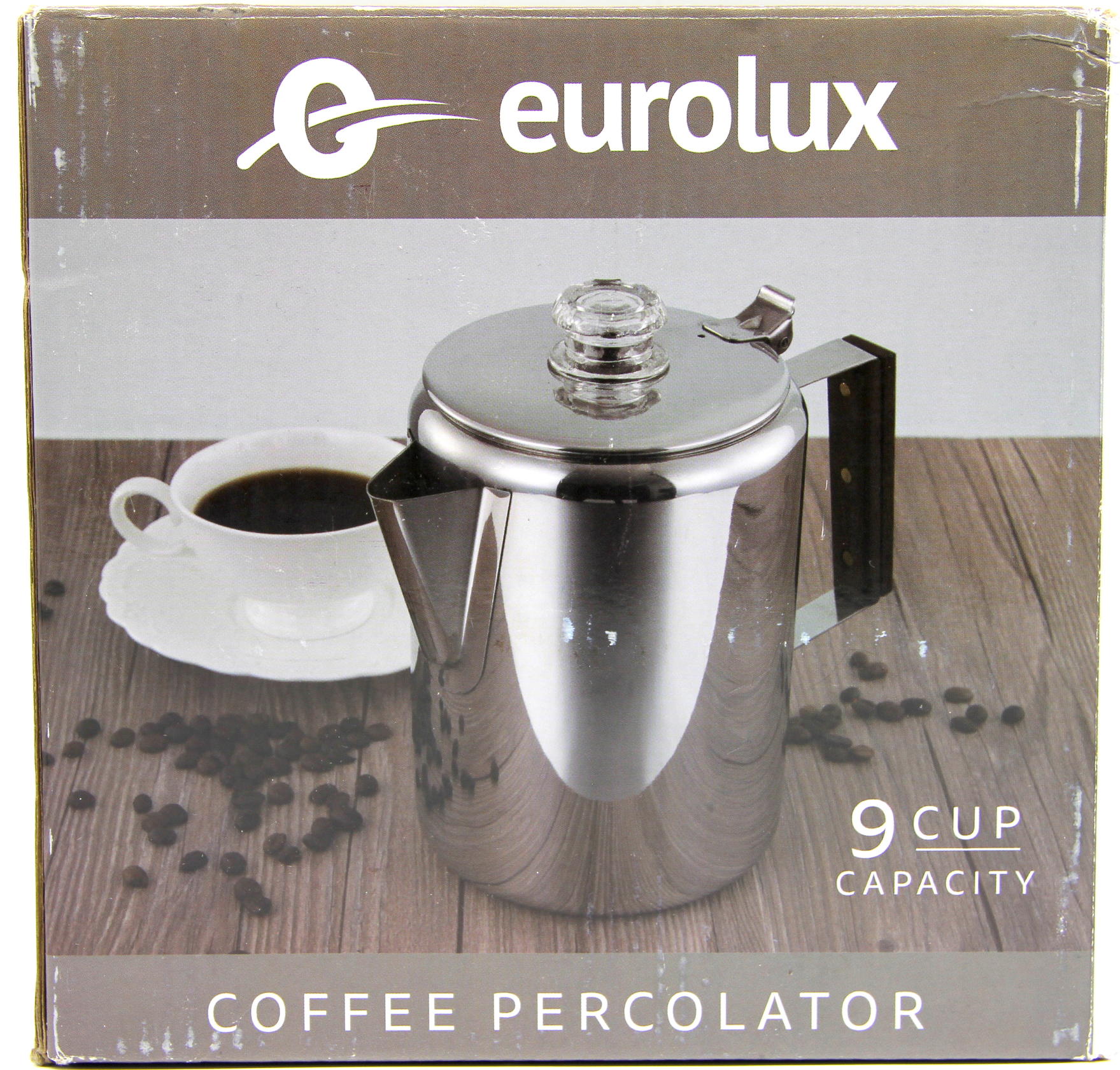 Eurolux Percolator Coffee Maker Pot 9 Cups Durable Stainless Steel