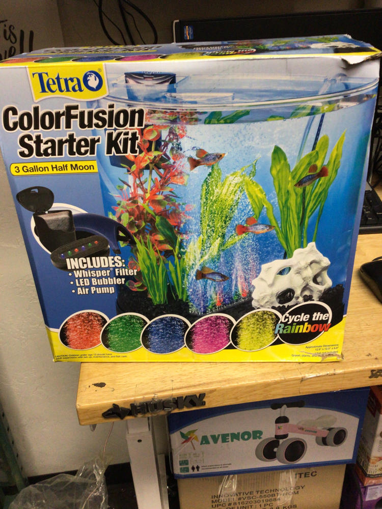 Tetra ColorFusion Starter aquarium Kit 3 Gallons, HalfMoon Shape, With