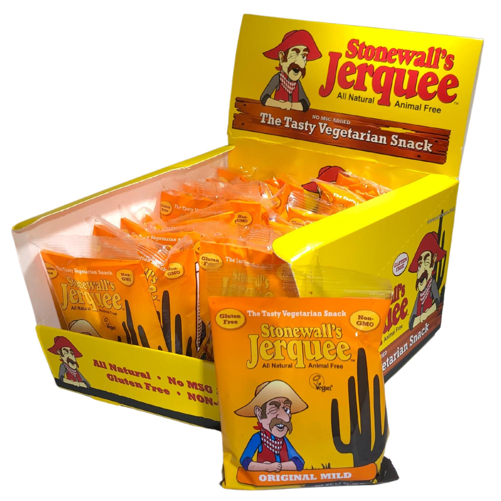 Stonewall’s Jerquee, Original Mild Vegan Jerky 16 PK, Protein Packed