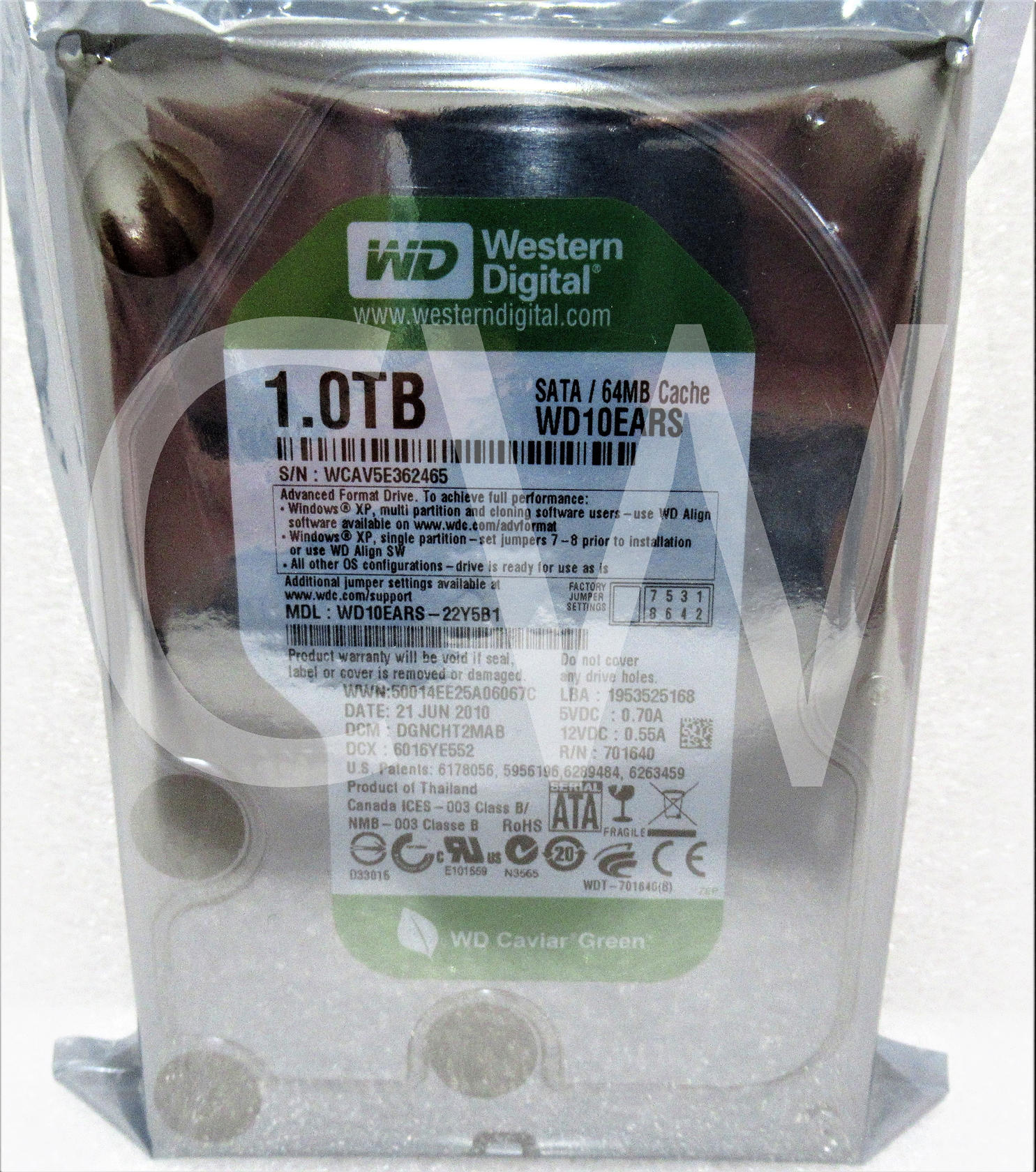 WD10EARS Western Digital GREEN 1TB 5400RPM 3Gbps 3.5