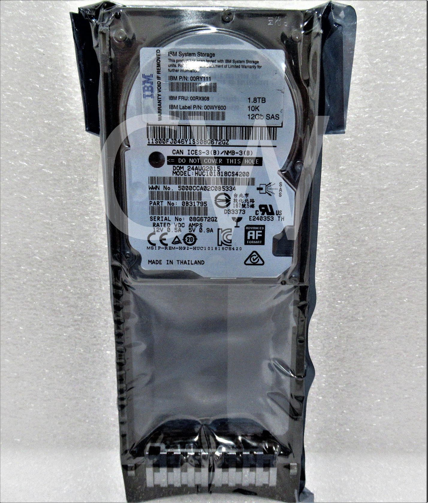 00RX908 00RY111 00WY600 IBM AHF4 1.8TB 10K RPM 12Gb/s 2.5