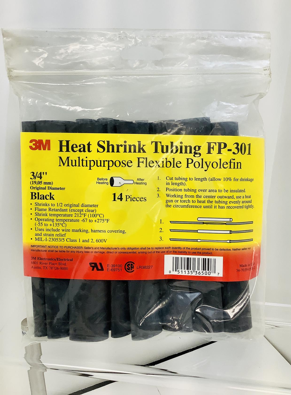 14 Piece 3m Series Heat Shrink Tube Fp 301 Multipurpose Flexible Polyolefin 3 4 Ebay